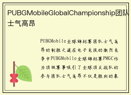 PUBGMobileGlobalChampionship团队士气高昂